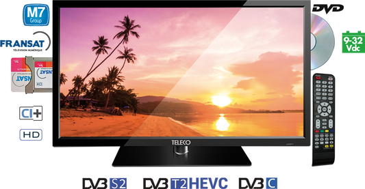 TV LCD A LED HD TELECO TEK 24D 24" CON DVD E DVB-S2-DVB-T2-HEVC