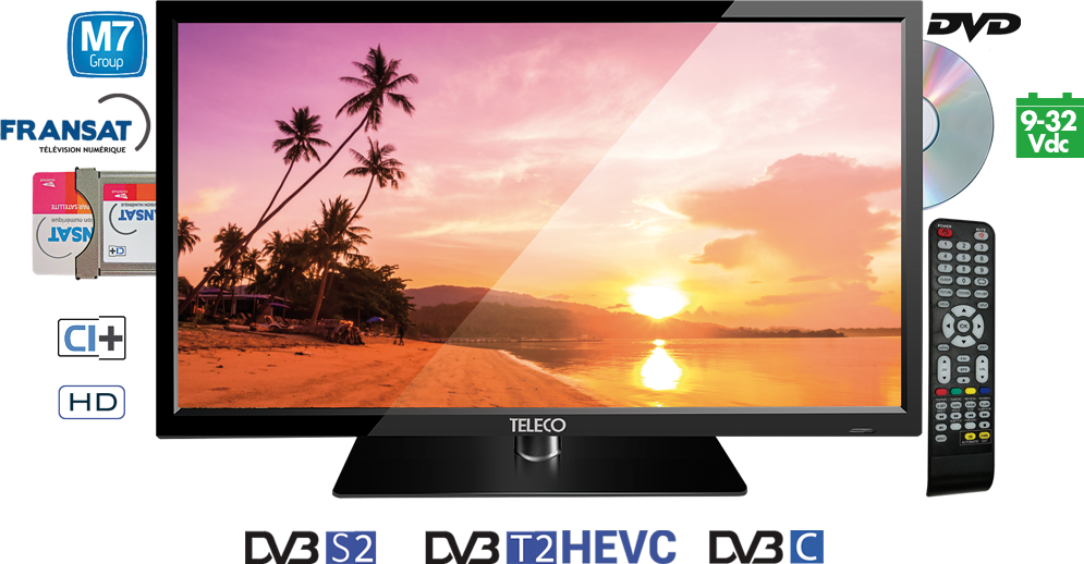 TV LCD A LED HD TELECO TEK 24D 24" CON DVD E DVB-S2-DVB-T2-HEVC
